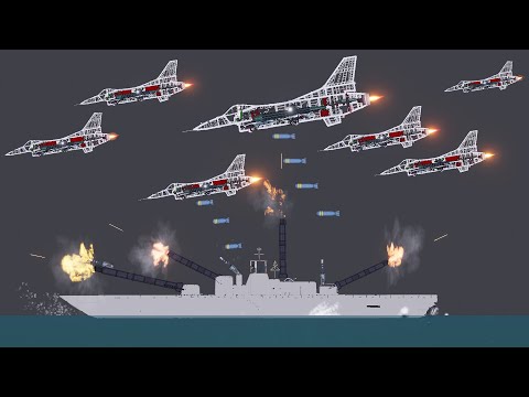 F-16 and Helicopters attack warships in People Playground