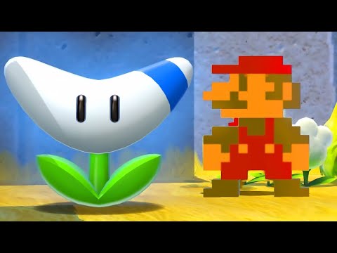What happens when 8-Bit Mario collects the Boomerang Flower in Bowser's Fury?