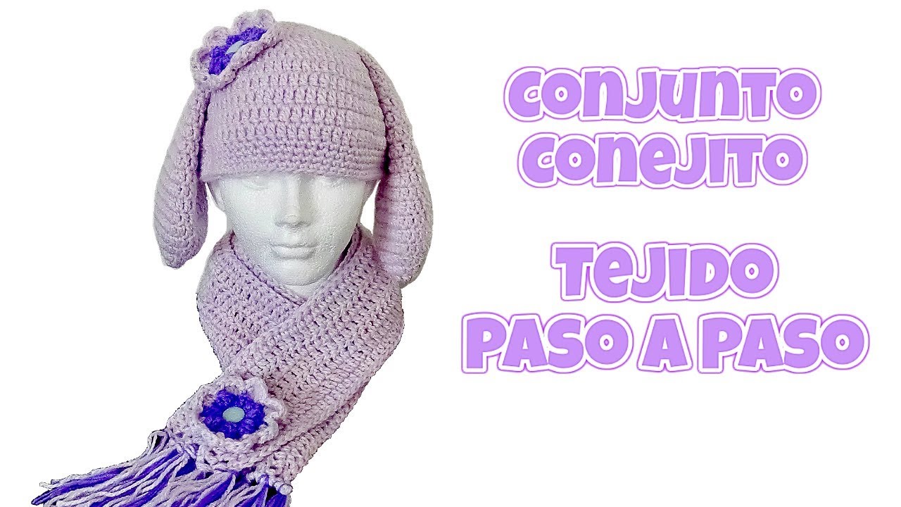 Watch Conjunto Tejido de Conejo Gorro y Bufanda para niña paso a paso Now Conjunto Tejido de Conejo Gorro y Bufanda para niña paso a paso