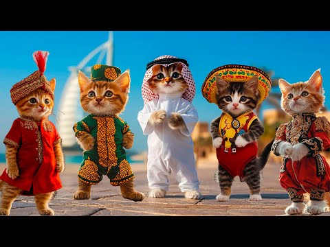Kittens from different countries dance