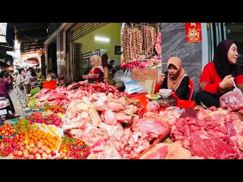 Amazing! Cambodia Street Market Tour- Daily Fresh Food, Snacks, Khmer Dessert& Friendly People