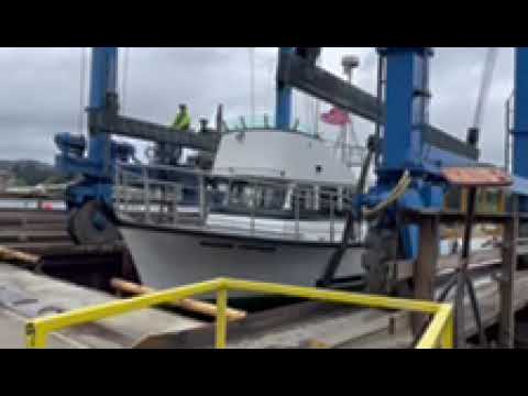 Haul out day for the O.C. Coast Guard inspection and bottom paint