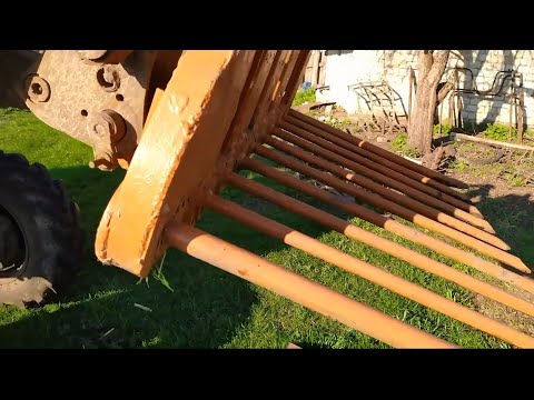 Самодельные вилы на КУН в работе.