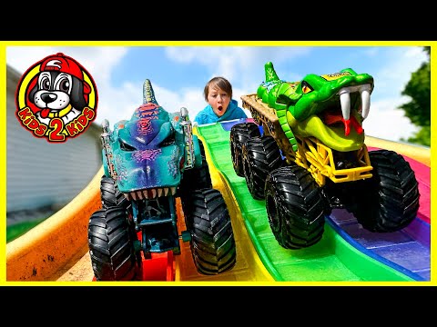 Hot Wheels Monster Trucks BIG RIGS Longest Downhill Race COMPILATION