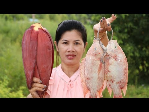 Awesome Cooking Fish With Banana Flower Recipe - Cook Fish Recipes -  Village Food Factory