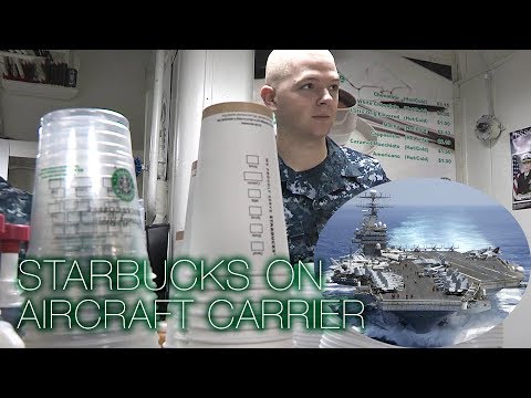 Starbucks Store On US Navy Warship – Aircraft Carrier USS Carl Vinson's Coffee Shop