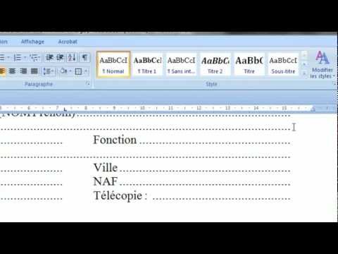 comment poser des tabulations dans word