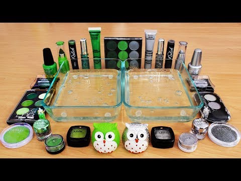 Mixing Makeup Eyeshadow Into Slime ! Green vs Silver Special Series Part 22 Satisfying Slime Video Video