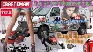 TROUBLESHOOTING FREE TORO SR4 LONCIN CHINESE CLONE AUTO CHOKE CRAFTSMAN LAWNMOWER RECOIL STARTER FIX