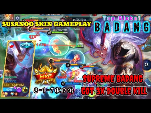 TOP GLOBAL SUPREME BADANG got 3x double kill | Susanoo Skin Gameplay | #B48
