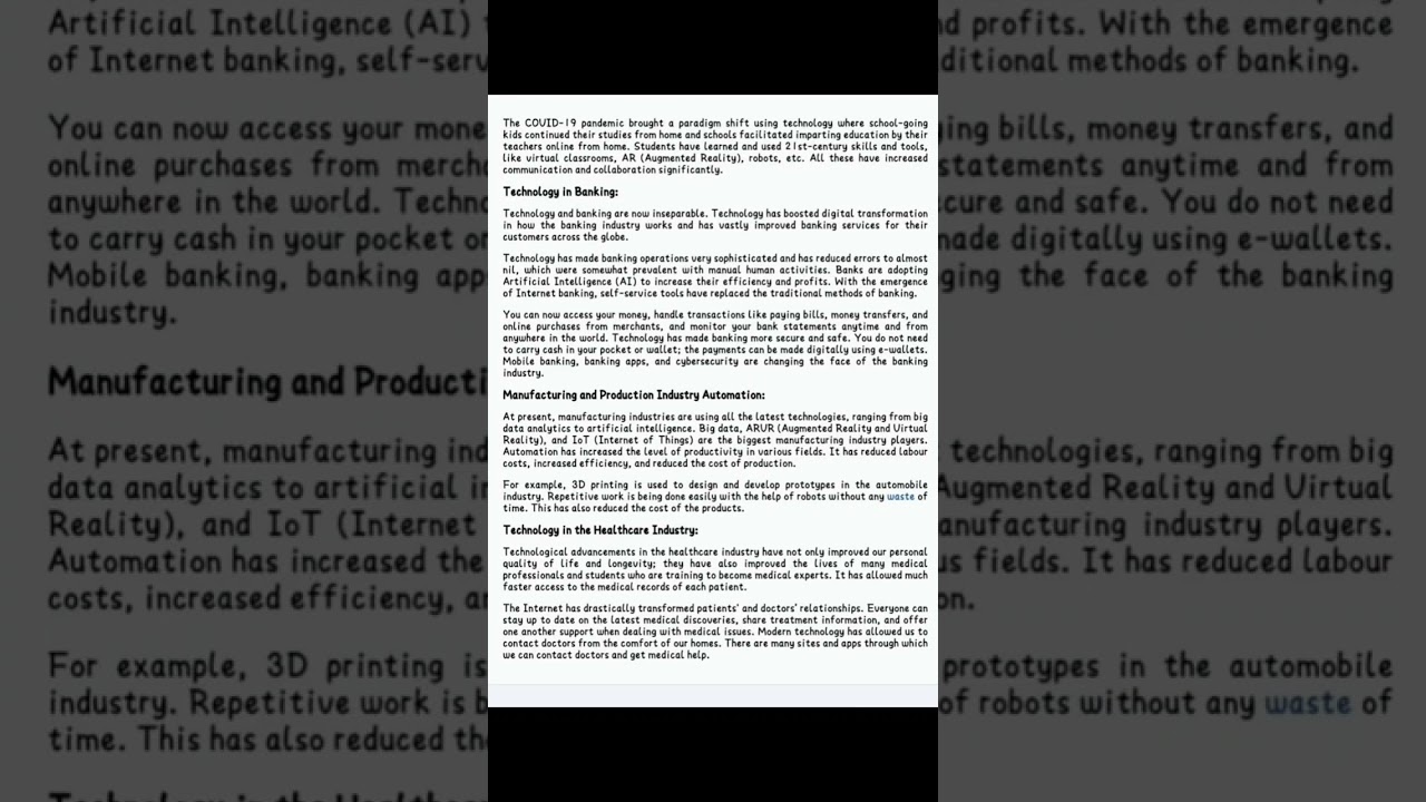 English essay writing | Essay on technology #youtube #shorts #learn #easy @timetomath #allexams