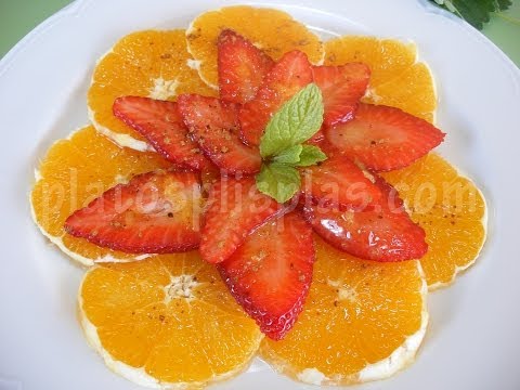 Carpaccio de fresa y naranja