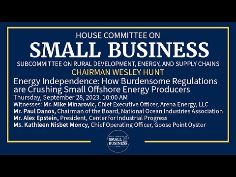 Paul Danos testifies on regulations affecting offshore energy producers