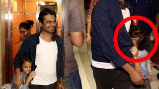 RARE!! Nawazuddin Siddiqui Arrives With Adorable Daughter At Munna Michael Screening