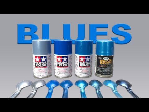 Light Metallic Blue Paint Comparison. (Tamiya & Testors lacquer spray paints for plastic models)