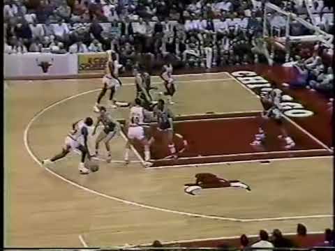 MICHAEL JORDAN - Dunk on Reggie Lewis - Celtics @ Bulls 4-24-88