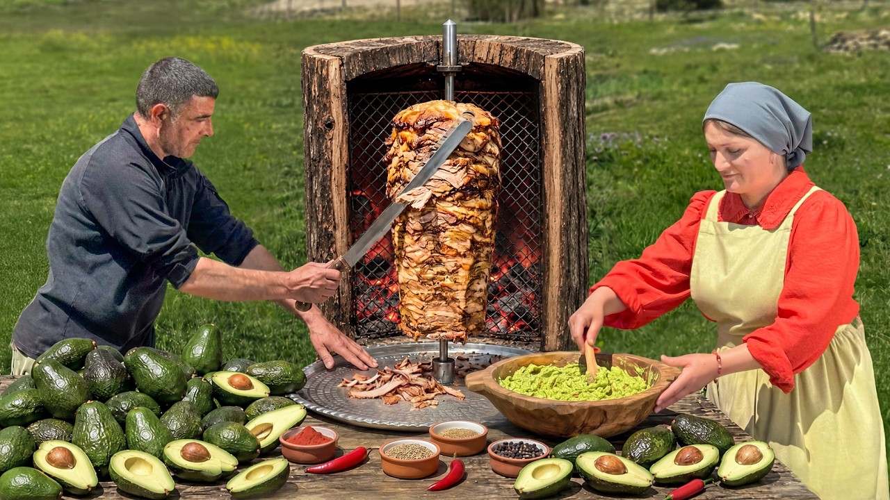 Huge Chicken Shawarma Wrap With Fresh Flatbread For A Mountain Dinner!