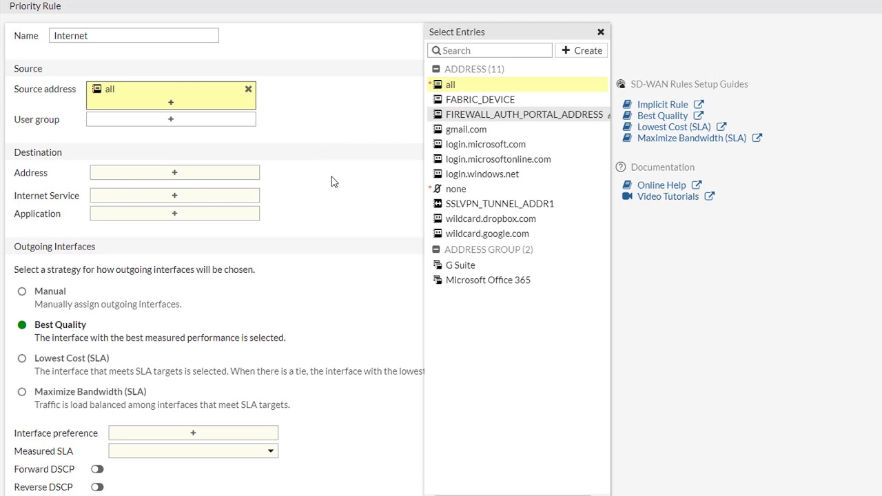 FortiGate - SD-WAN + Performance SLA