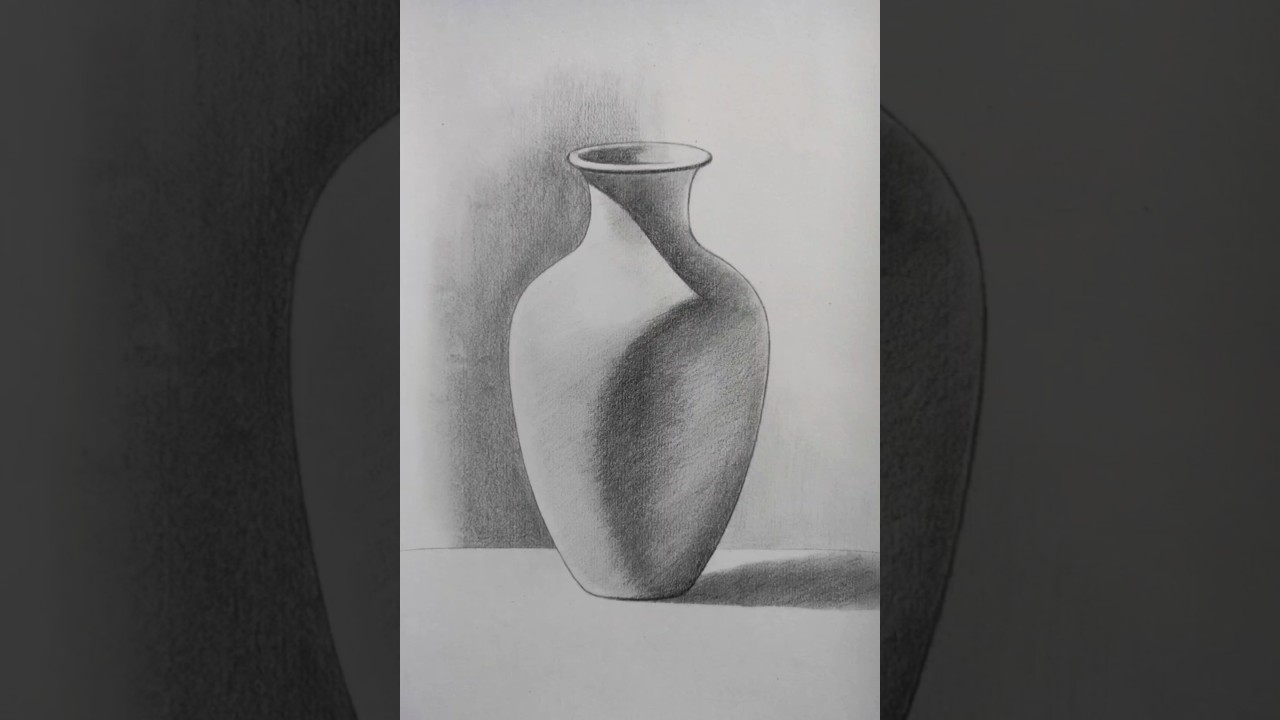 Flower Pot Drawing with Shading | Pot drawing Easy #shorts #youtubeshorts #drawing #art