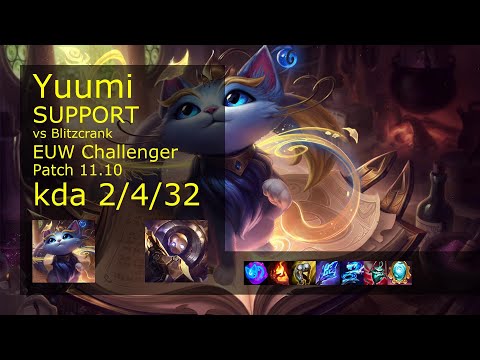 Yuumi Support & Tristana vs Blitzcrank & Jinx - EUW Challenger 2/4/32 Patch 11.10 Gameplay