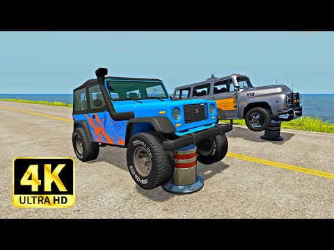 Cars vs Bollards – BeamNG Drive  [4K]