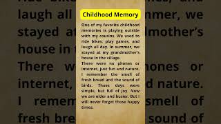 Short Story For Shadowing Practice | A Childhood Memory #englishshadowing #shorts