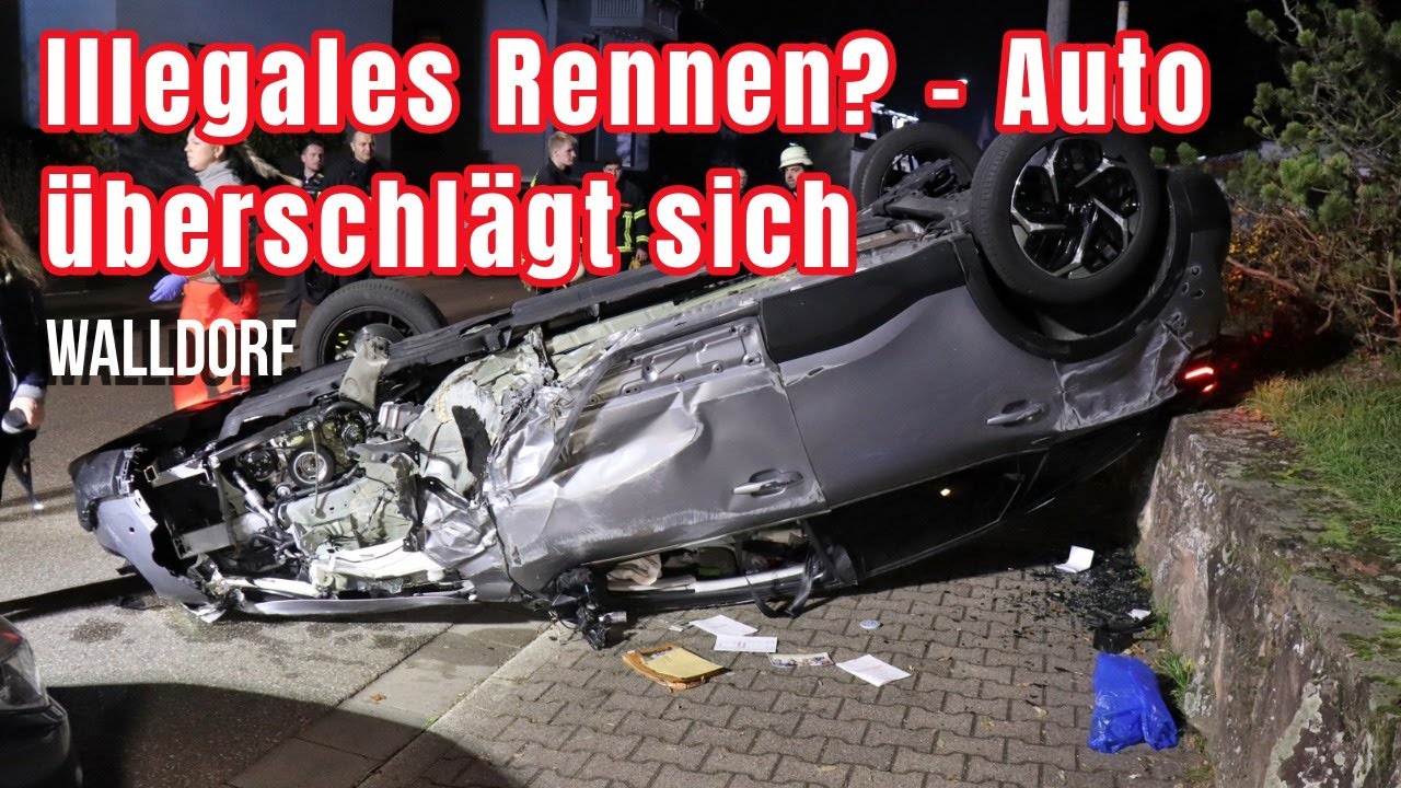 Mutmaßliches Straßenrennen endet im Überschlag – 70 Meter Crash in Walldorf!