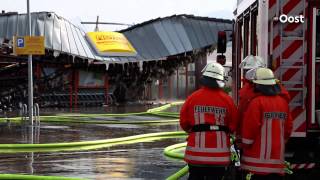 preview picture of video 'Grote brand in supermarkt Nordhorn; brandweer Twente assisteert'