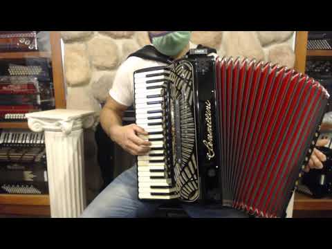 4530 - Black Serenellini Balkan Professional Piano Accordion LMMH 41 120 Limex Midi $4999