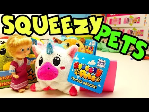 ANIMALETTI MORBIDOSI PER MASHA E ORSO, giochi con i peluche Squeezy Pets!
