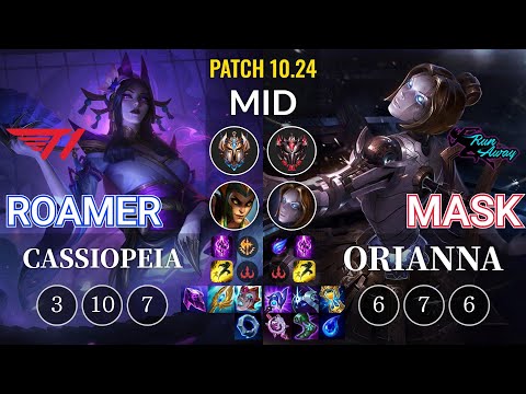 T1 Roamer Cassiopeia vs RNW Mask Orianna Mid - KR Patch 10.24