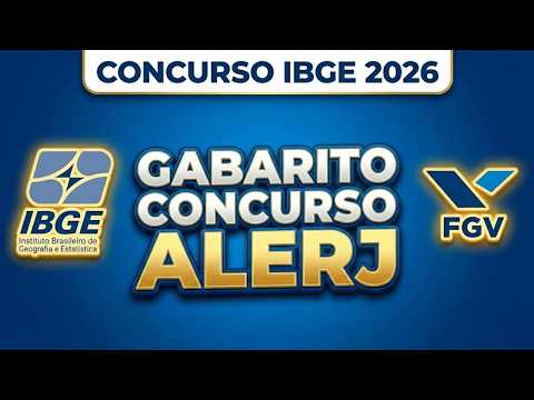 GABARITO CONCURSO ALERJ 2026 (FGV)- ASSEMBLEIA LEGISLATIVA DO RIO DE JANEIRO - CONCURSO IBGE #ibge