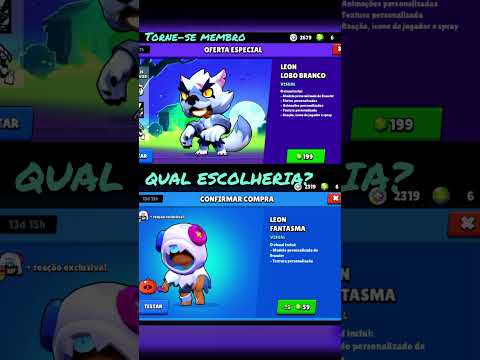 LEON LOBO BRANCO 🐺❌ LEON FANTASMA 👻#viral #brawlstars #youtubeshorts #shorts #leon