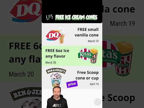 Free ice cream cone day at Dairy Queen, Ben and Jerry's and Rita's italian ice!