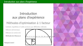 Introduction aux plans d'expérience - Méthodes d'optimisation à un facteur - Méthode de Fibonacci