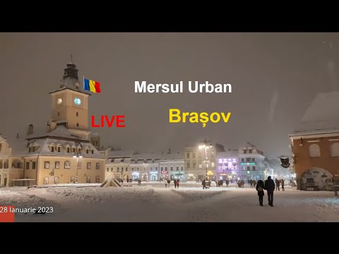 🔴 LIVE din Brașov 🇷🇴 La pas de seară 🌃 prin ninsoare ❄️🌨️🚶28 Ianuarie 2023