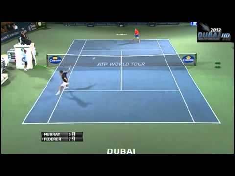 Roger federer amazing HALF VOLLEY against Murray FINAL DUBAI 2012