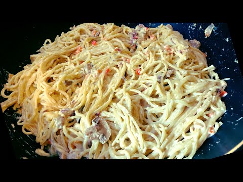 Creamy Mushroom Carbonara Pasta recipe Easy no meat pasta