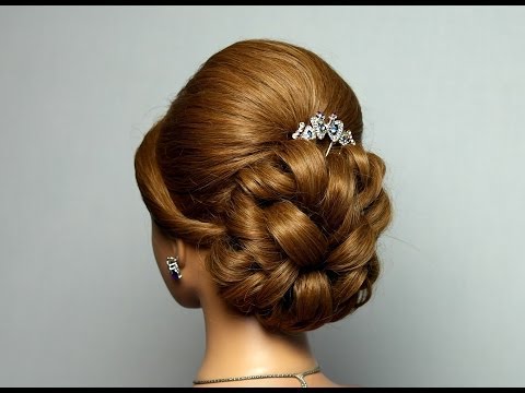 Wedding prom hairstyle for long hair. Bridal updo.