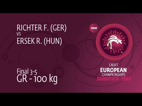 BRONZE GR - 100 kg: R. ERSEK (HUN) df. F. RICHTER (GER) by TF, 8-0