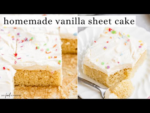 Homemade Vanilla Sheet Cake Recipe (from Scratch)