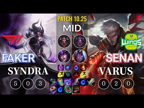 T1 Faker Syndra vs JAG Senan Varus Mid - KR Patch 10.25