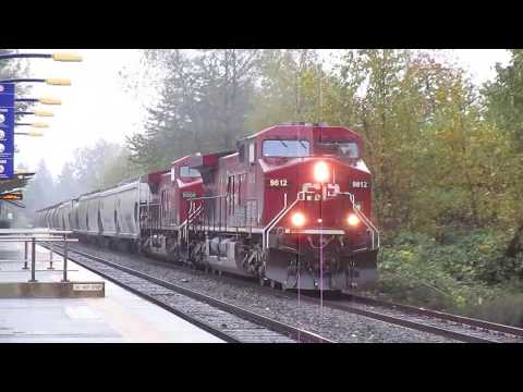 Canadian Pacific Grain Train in the Rain - Maple Meadows, BC (October 21st, 2017)