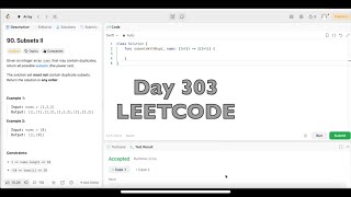 YouTube video 'Day 303: LeetCode Problem 90. Subsets II - Swift'