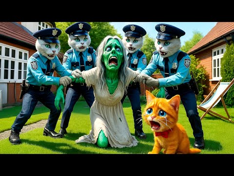😱 OMG! Zombie Granny Breaks into Kitten's House 🧟 But the Police Were Watching #cat #catstory