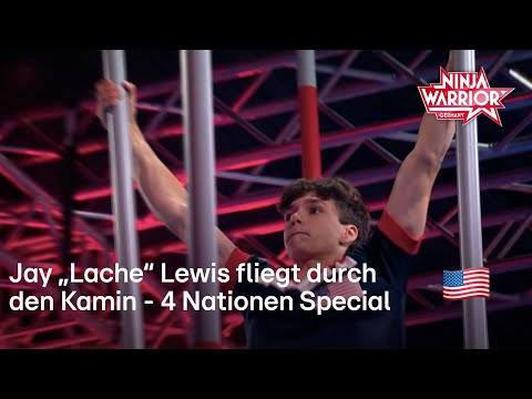 Team USA: Jay „Lache“ Lewis fliegt durch den Kamin | Ninja Warrior Germany 4 Nationen Special 2022