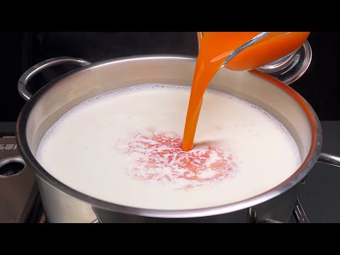 Add carrot juice to boiling milk! I'm not going to the store anymore! Only 3 ingredients