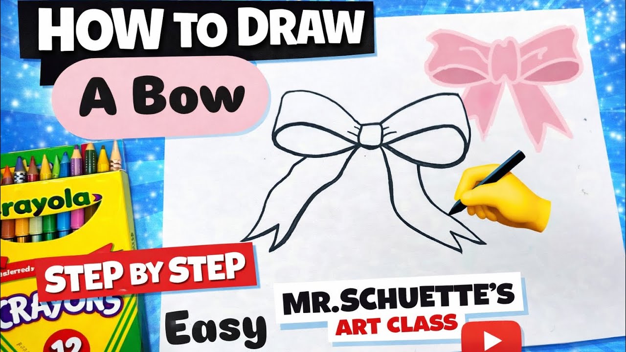 How to Draw a Bow - EASY for kids and beginners #art #draw #mrschuettesart