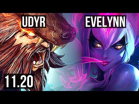 UDYR vs EVELYNN (JUNGLE) | 2.8M mastery, 7/3/14, 300+ games | BR Master | v11.20