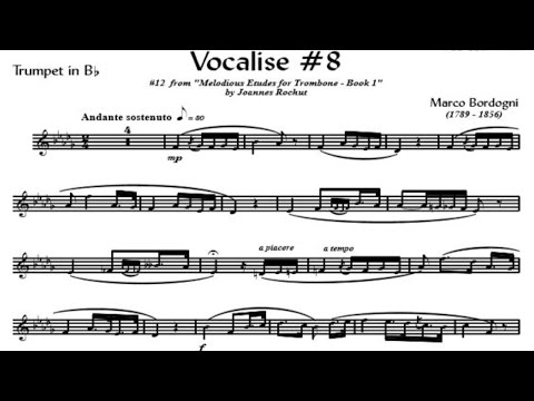 🎺🎺 [TRUMPET VOCALISE ETUDE] Marcos Bordogni Vocalise for Trumpet #08 (Demo Solo and play-along)